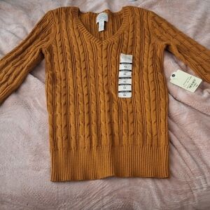 St. John's Bay V-Neck Sweater in Warm Brown